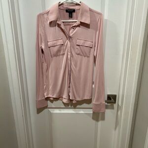 WHBM Pink Long Sleeve Button-Up Shirt